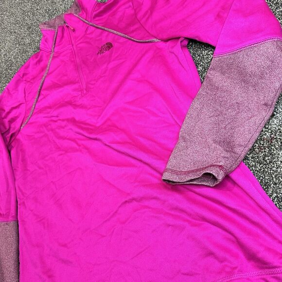 North Face Sweater Womens Large Pink Fuscia Canyonlands 1/4 Zip Fleece Pullover - Picture 4 of 5